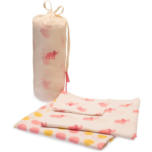 Pink Elephant Swaddle Set - Naayabymoonlight