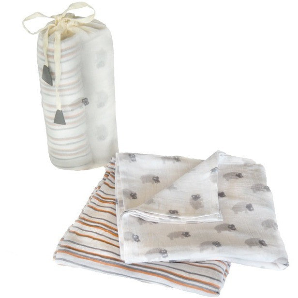 Gray Hippo Swaddle Set - Naayabymoonlight