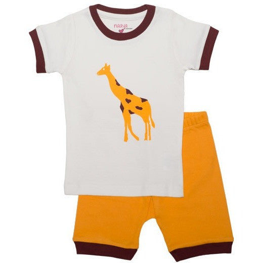 Yellow Giraffe Organic Pajamas - SHORT - Naayabymoonlight