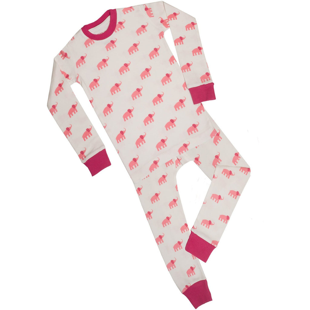 Pink Elephant Print Organic Pajamas - Naayabymoonlight