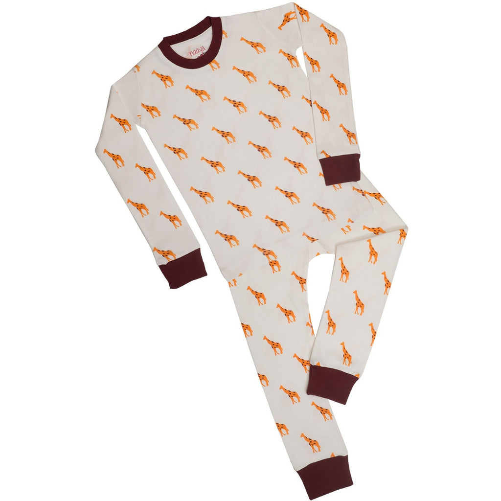 Yellow Giraffe Print Organic Pajamas - Naayabymoonlight